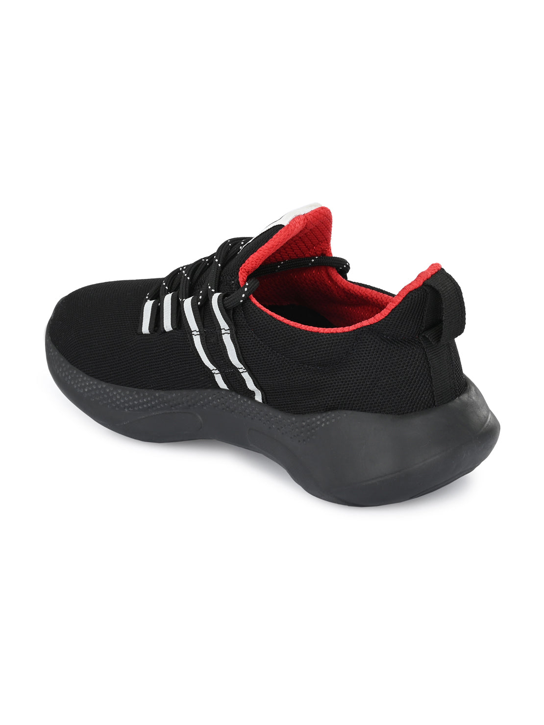 Hirolas® Men's Black Mesh Running/Walking/Gym Lace Up Sport Shoes (HRL2023BLK)