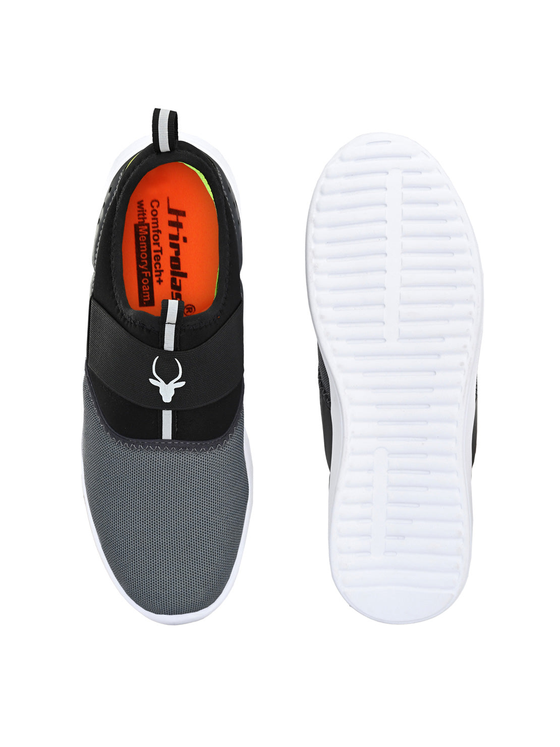 Hirolas® Men's Grey Mesh Running/Walking/Gym Slip On Sport Shoes (HRL2027GRY)