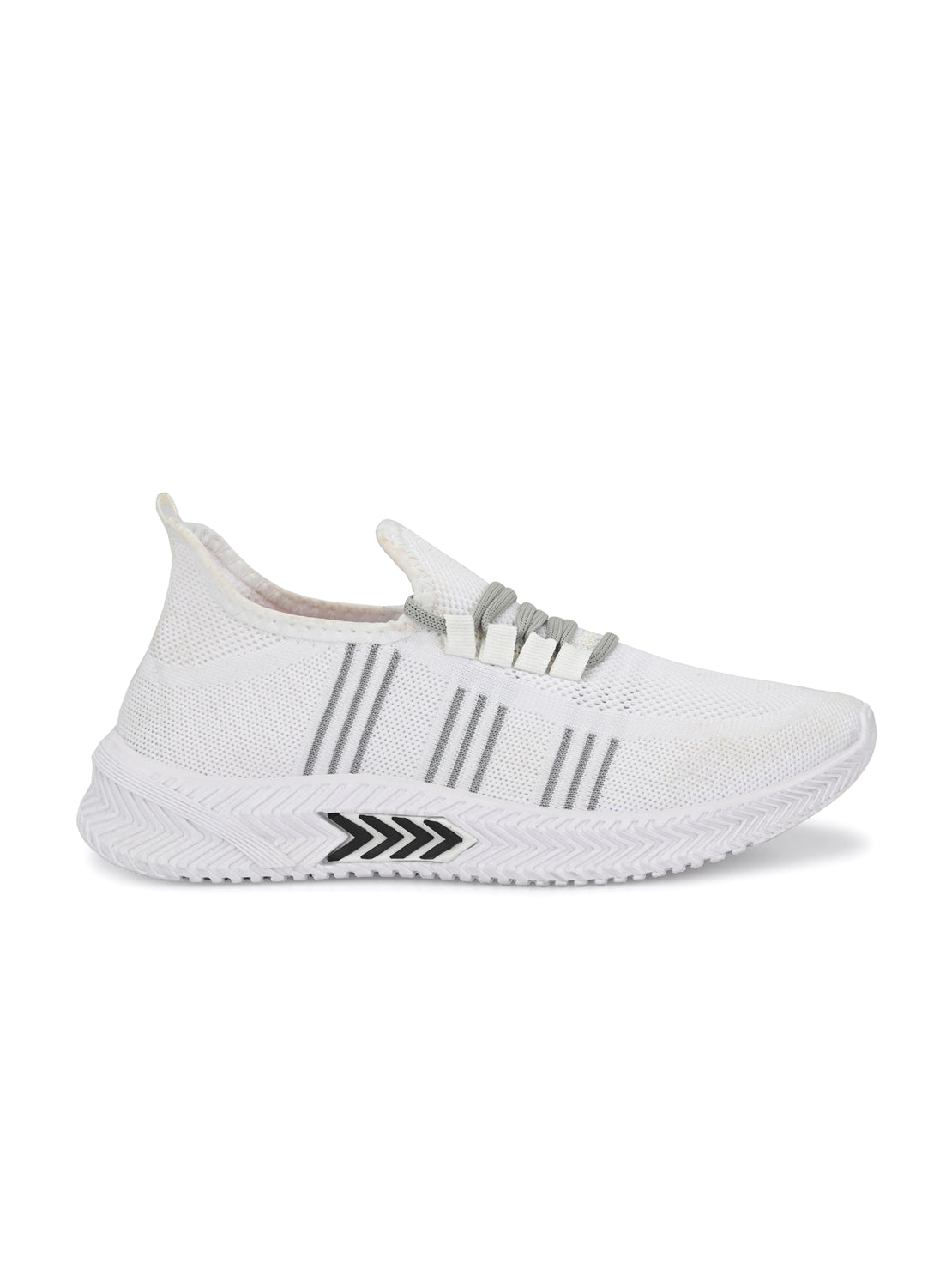 Hirolas® Men's White Knitted Running/Walking/Gym Lace Up Sport Shoes (HRL2039WHT)