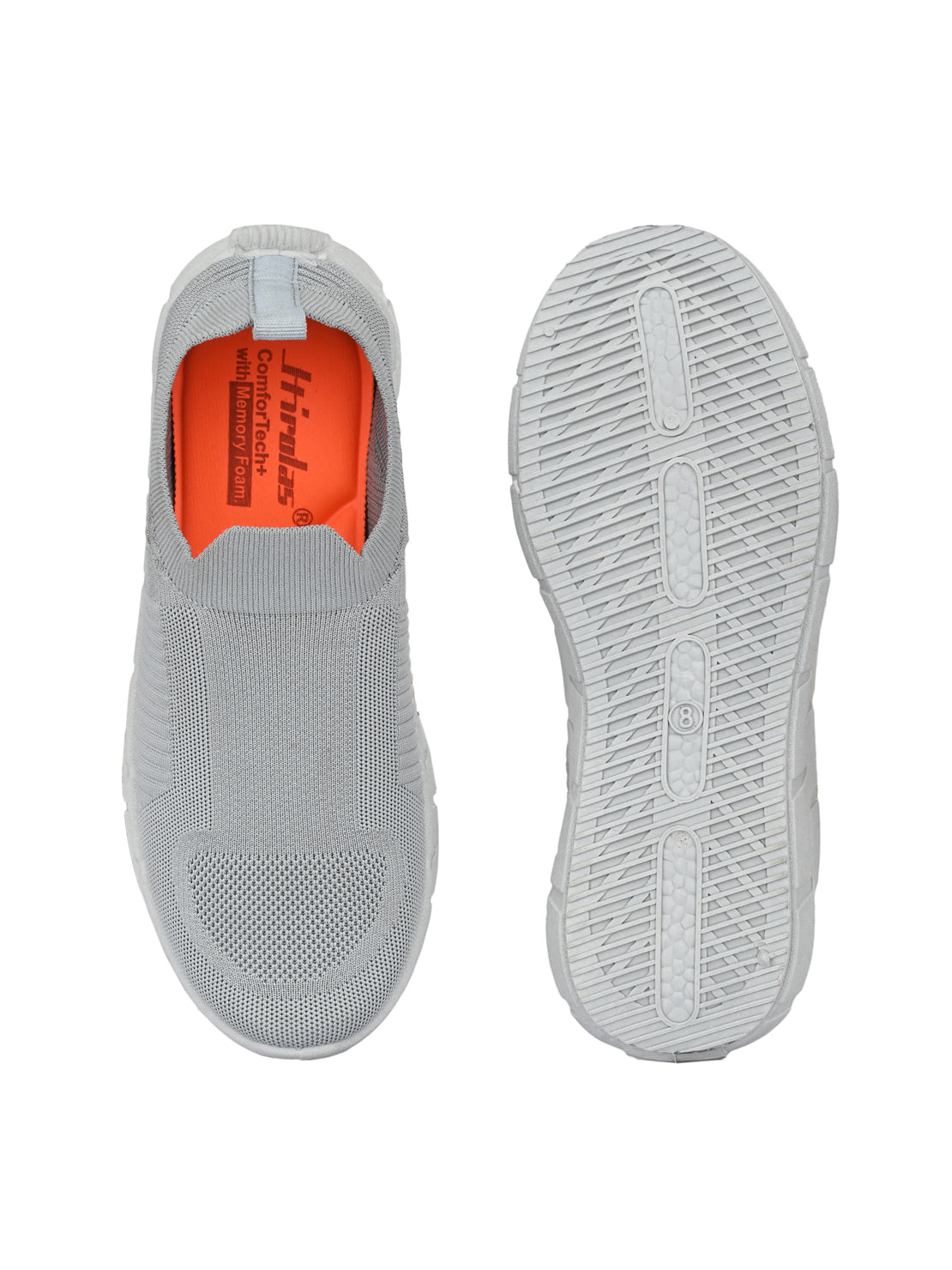 Hirolas® Men's Grey Knitted Running/Walking/Gym Slip On Sport Shoes (HRL2048GRY)