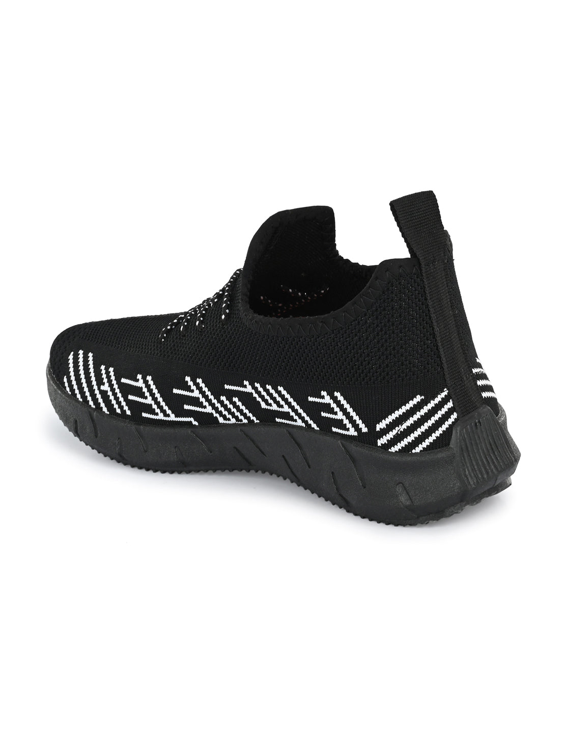 Hirolas® Men's Black Knitted Running/Walking/Gym Lace Up Sport Shoes (HRL2049BLK)