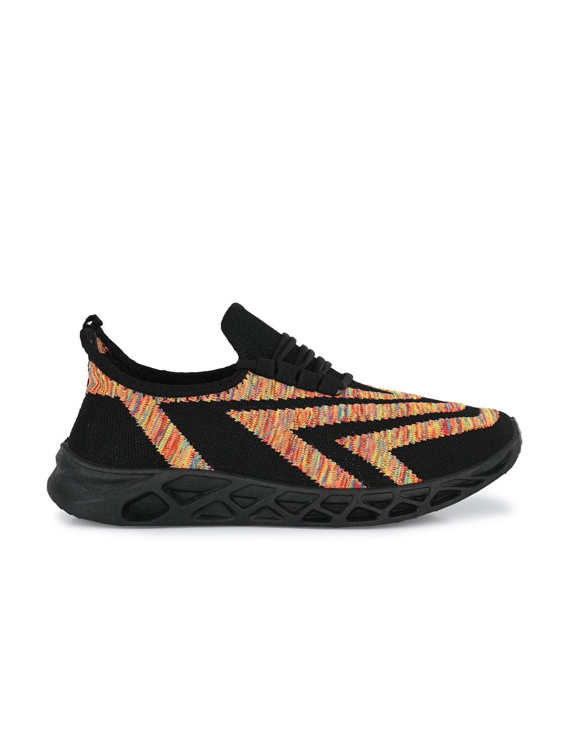Hirolas® Men's Black Knitted Running/Walking/Gym Lace Up Sport Shoes (HRL2050BLK)