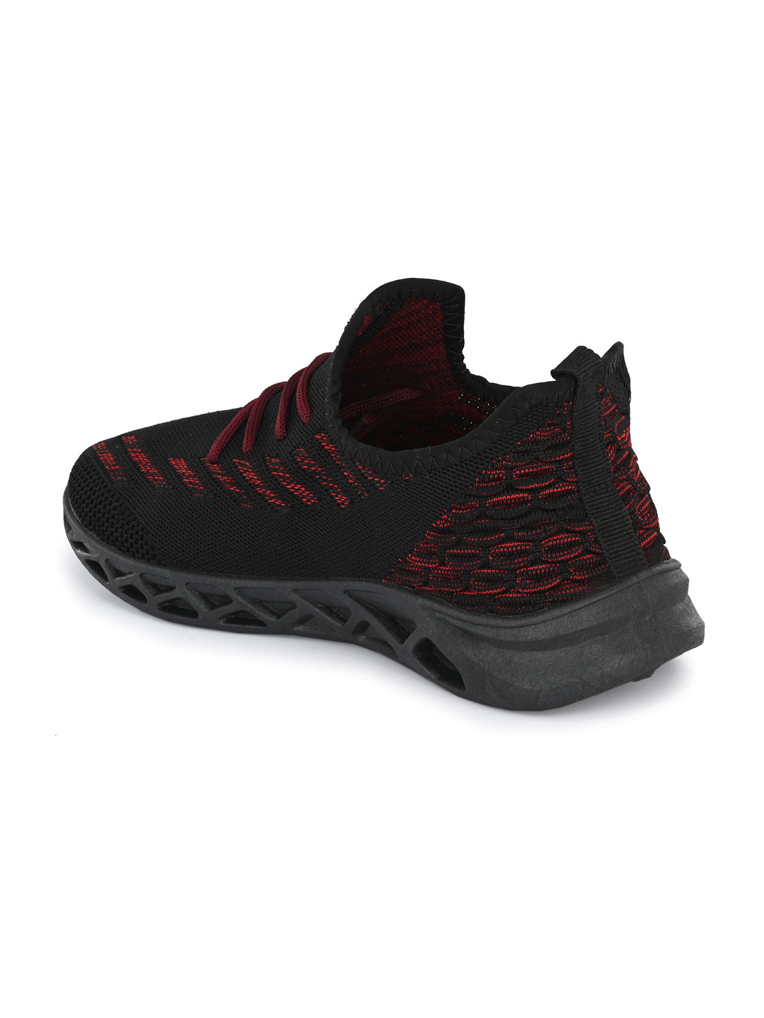 Hirolas® Men's Black Knitted Running/Walking/Gym Lace Up Sport Shoes (HRL2051BLK)