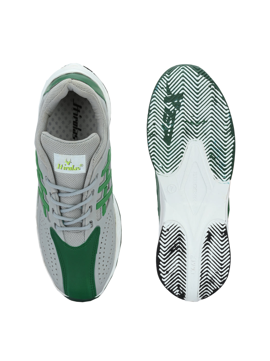 Hirolas® Men's Grey/Green Velocity Max Running Lace Up Sport Shoes (HRL2078GRG)