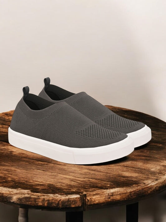 Hirolas® Men's Casual Knitted Slip-On Sneaker - Dark Grey -HRL2083DGY