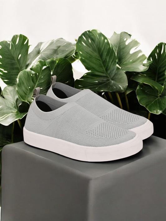 Hirolas® Men's Casual Knitted Slip-On Sneaker - Light Grey -HRL2083LGY