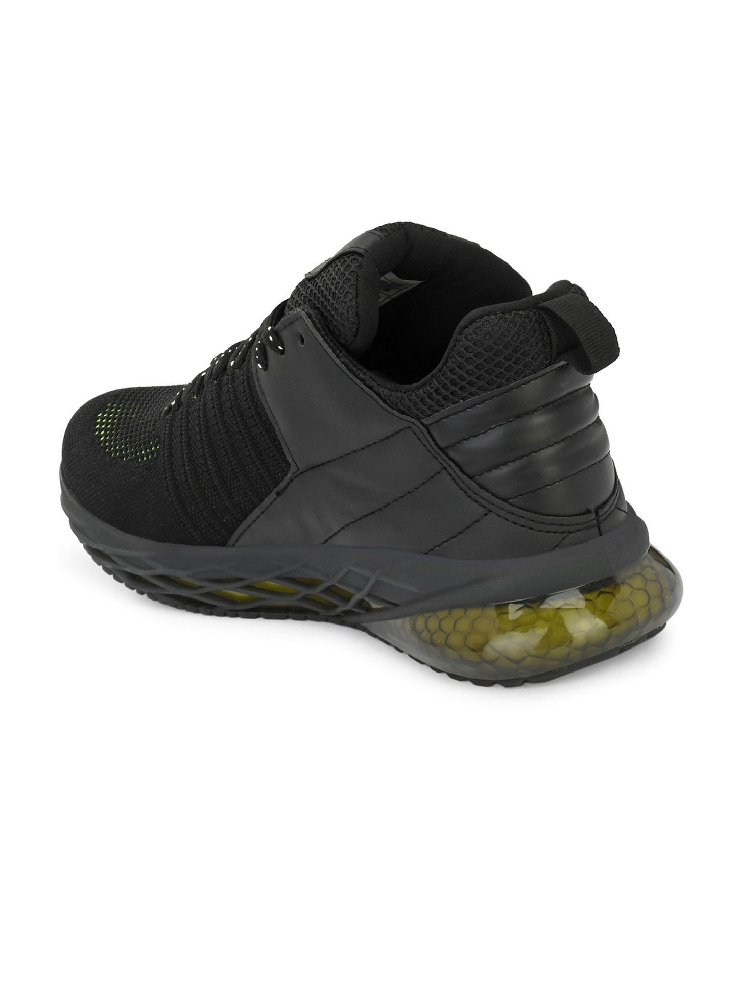Hirolas® Men's Black/P.Green Elite Shock Absorbing Walking running Fitness Athletic Training Gym Ankle Fashion Lace Up Sport Shoes (HRLMP03BLK)