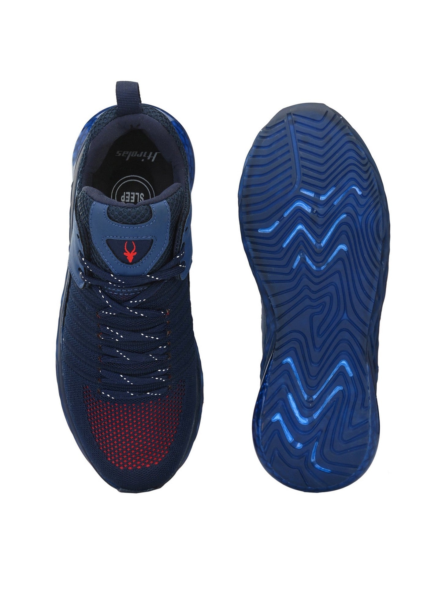Hirolas® Men's Blue/Red Elite Shock Absorbing Walking running Fitness Athletic Training Gym Ankle Fashion Lace Up Sport Shoes (HRLMP03BLU)