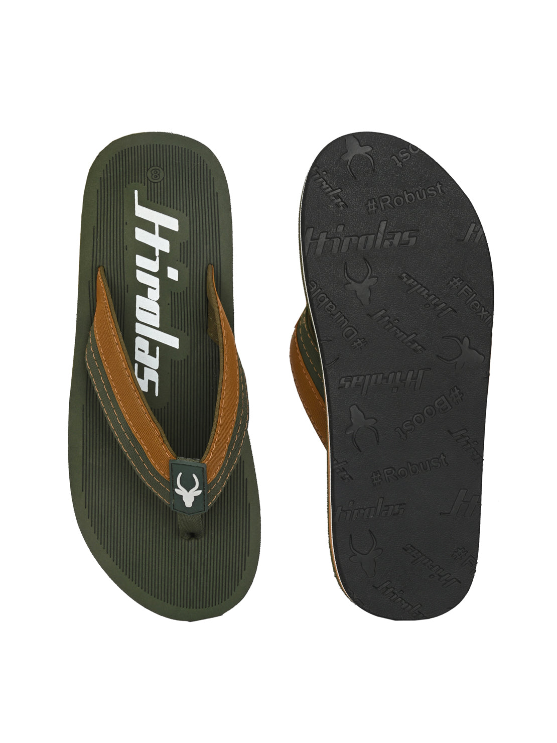 Hirolas® Men's|Comfortable Ligh-Weight Fashionable  Flip-Flops /Slippers. HROFF31GRN