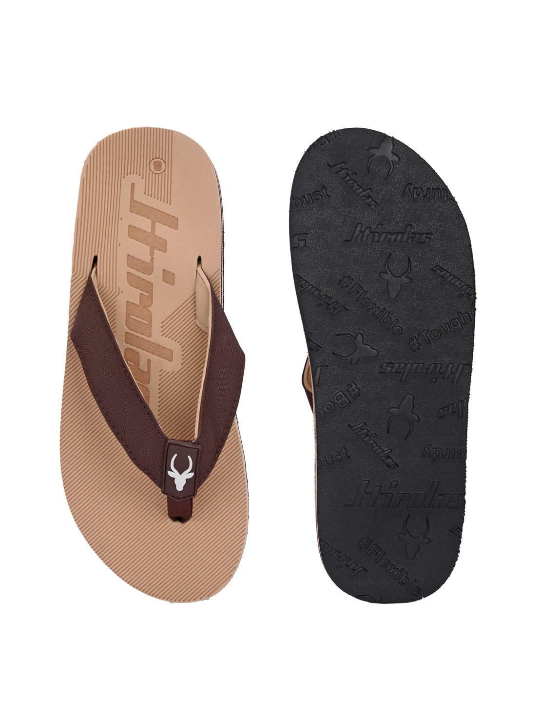 Hirolas® Men's|Comfortable Ligh-Weight Fashionable Slippers/ Flip-Flops HROFF32BRN