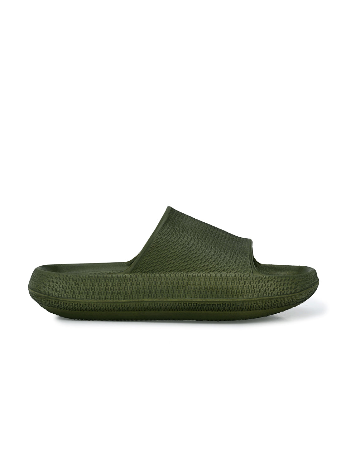 Hirolas Men s Olive Cushioned Fluffy Slider Slippers HROMSL05OLV